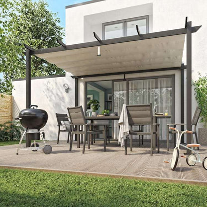 Pergola autoportante en aluminium/toile 400x282x254cm gris anthracite, 8.31 m²