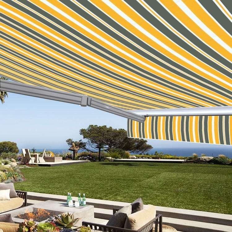store banne 4x3 m manuel semi coffre pour terrasse - Gris jaune