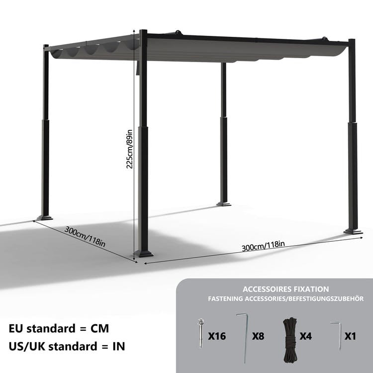 Pergola autoportante Beige en Acier 300x225cm 9.0 m²