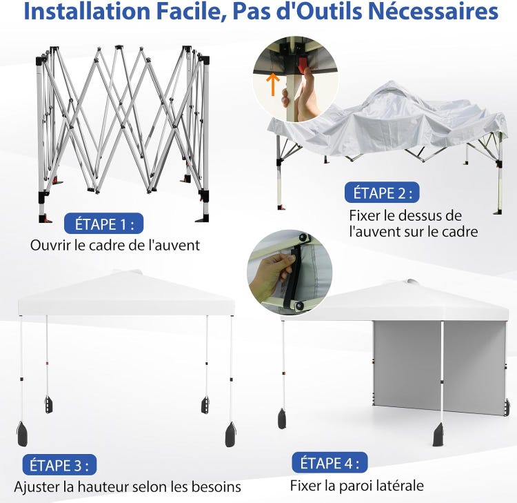 Tonnelle Pliante 3x3 m | Sac à roulettes Blanc