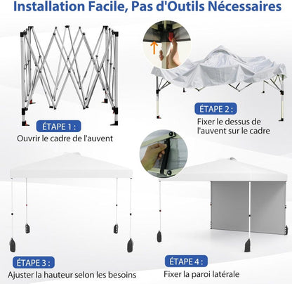 Tonnelle Pliante 3x3 m | Sac à roulettes Blanc