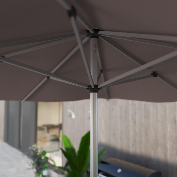 Parasol droit carré taupe L.285 x l.285 cm