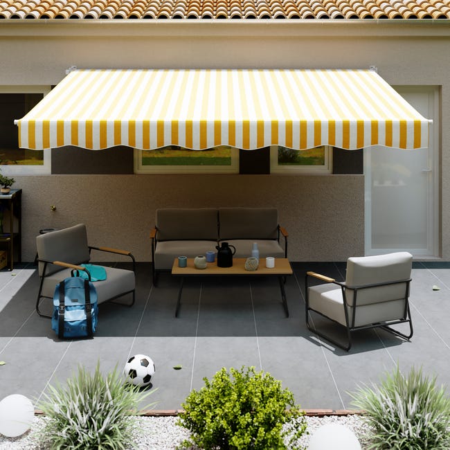 store banne 300 x 250cm manuel sans coffre pour terrasse - jaune