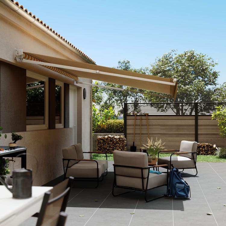 store banne 300 x 250cm manuel sans coffre pour terrasse - jaune