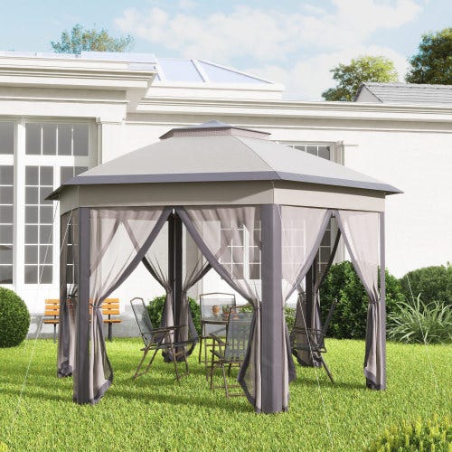 Tente pliante 4 x 3,4 m avec double toit, 6 moustiquaires amovibles