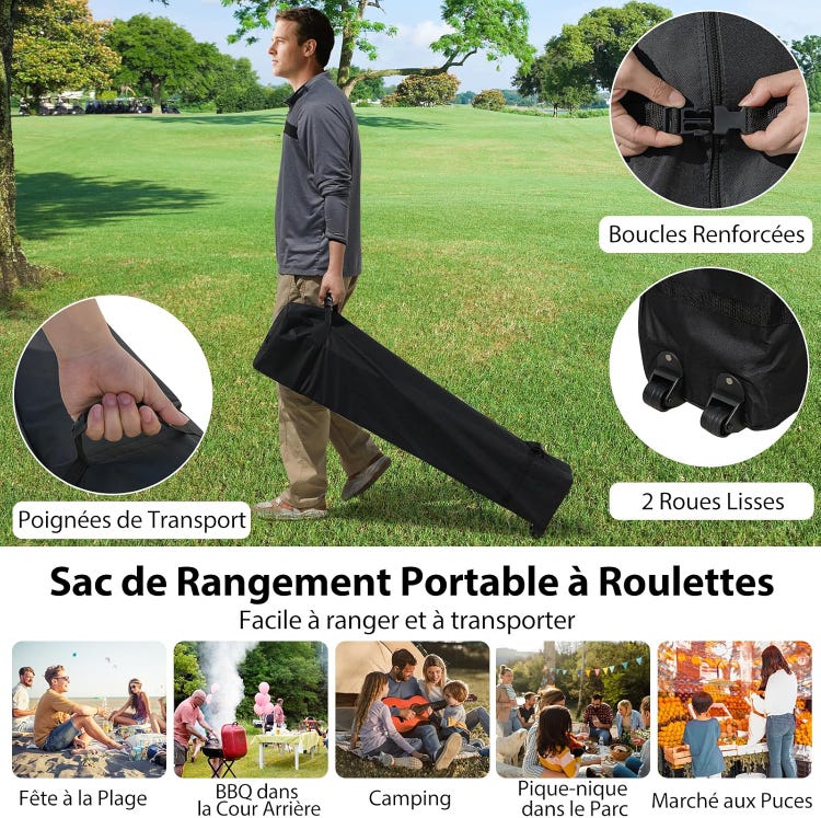 Tonnelle Pliante 3x3 m | Sac à roulettes Blanc