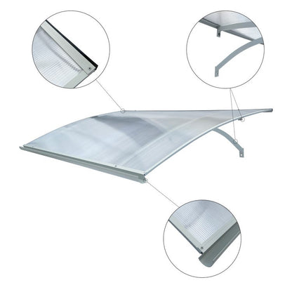 marquise de porte aluminium STARK gris, 160x100x25cm 6mm polycarbonate