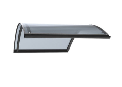 marquise porte d'entrée moderne  ALU anthracite ARCUS 158x90 polycarbonate cellulaire anthracite.