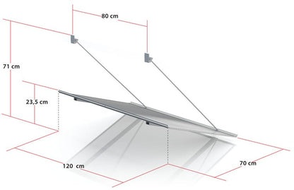 marquise polycarbonate l.120 x H.71 x P.70 cm