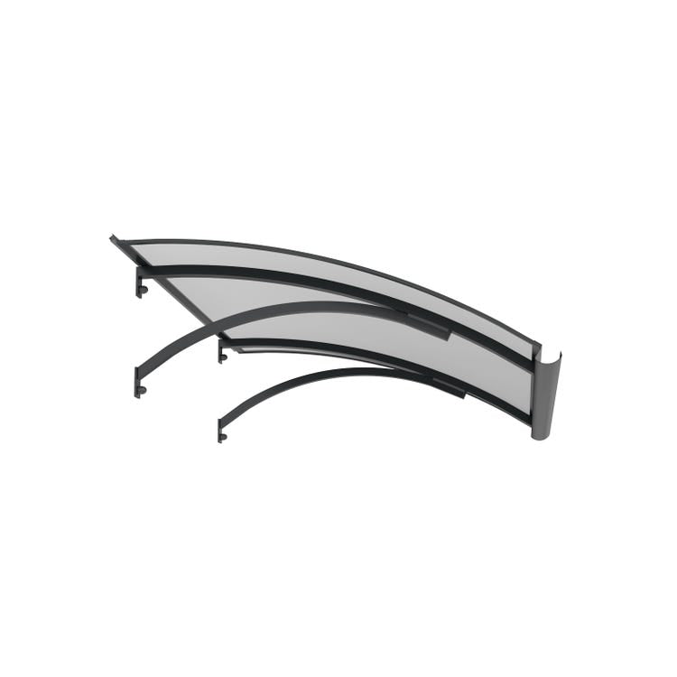 Marquise aluminium 160x85 cm – auvent courbé avec polycarbonate UV