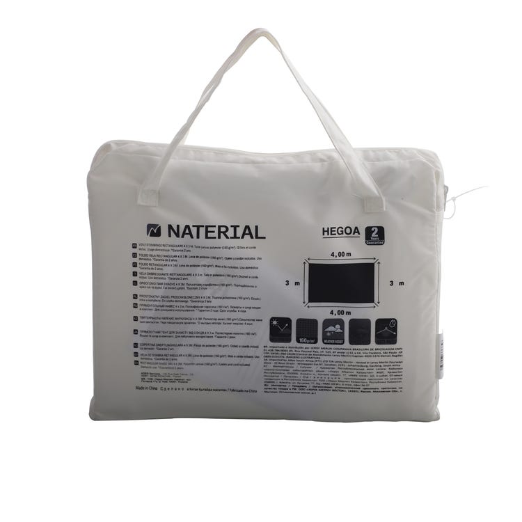 Voile d'ombrage polyester rectangulaire blanc L.400 x l.295 cm