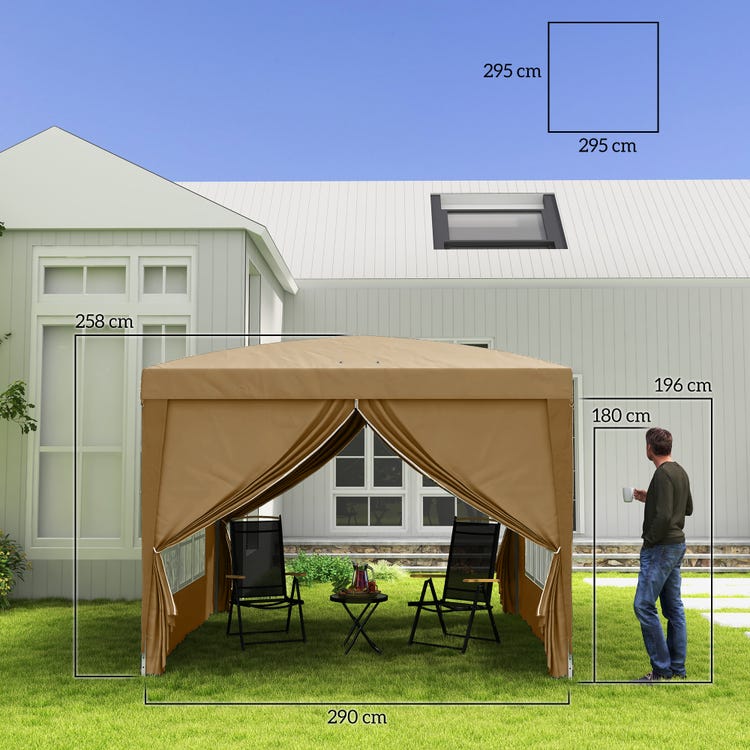 Tonnelle de Jardin 3x3m，Hauteur Réglable