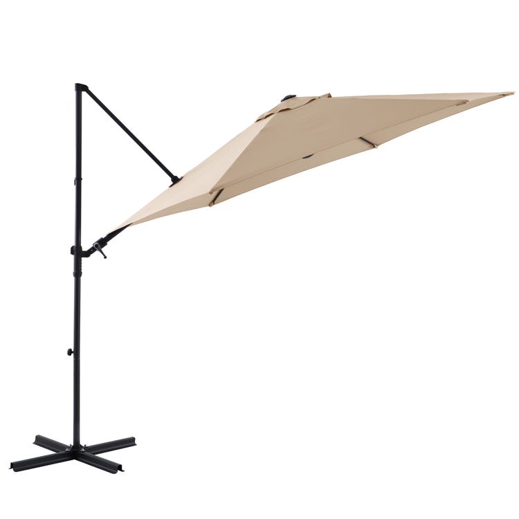 Parasol déporté rond taupe L.290 x l.290 cm