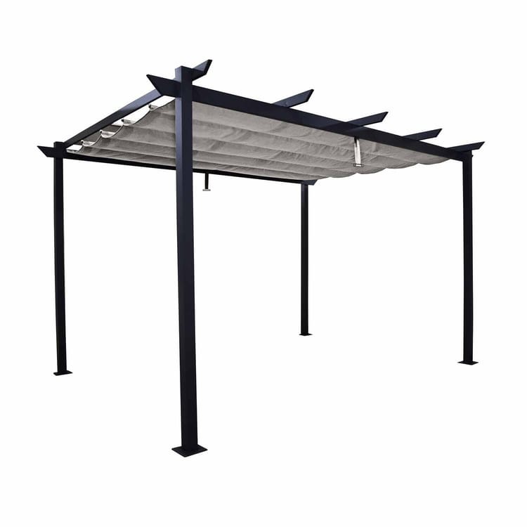 Pergola autoportante en aluminium/toile 400x282x254cm gris anthracite, 8.31 m²