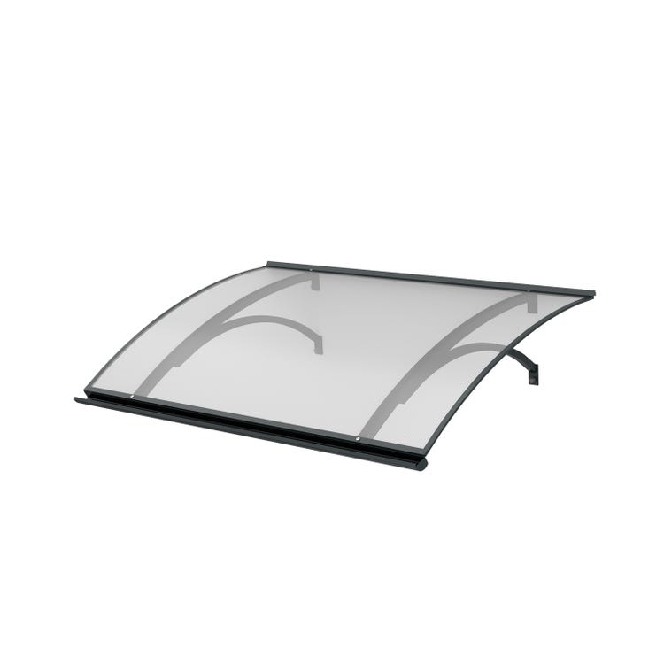 Marquise aluminium 160x85 cm – auvent courbé avec polycarbonate UV