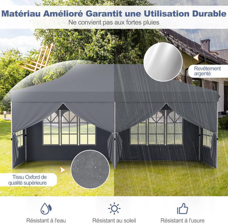 Tonnelle de Jardin 3x6M avec 6 Parois Latérales Amovibles