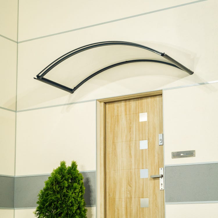 marquise alu moderne alu anthracite arcus, l.130 x H.22 x P.70 cm