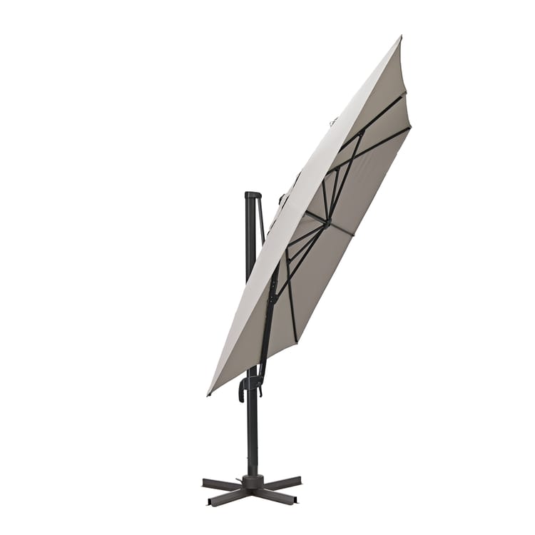Parasol déporté rectangulaire taupe L.386 x l.281 cm