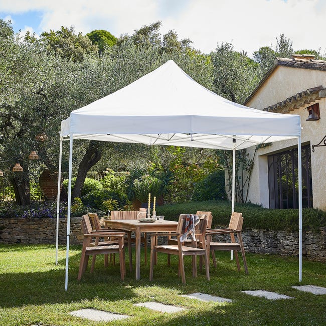 Tonnelle pliable acier blanc, 8.8 m²