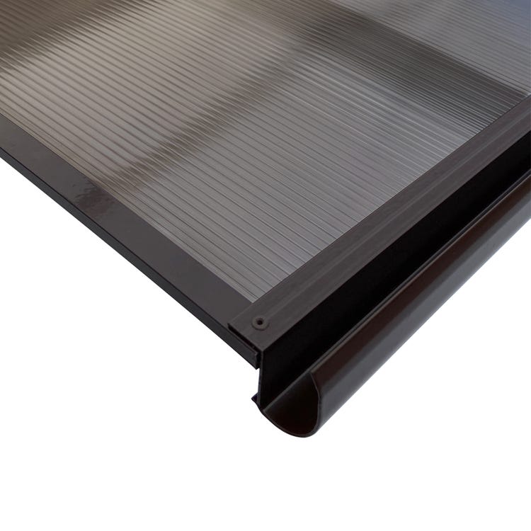marquise et auvent de porte START marron, 160x100x30cm 6mm polycarbonate aluminium