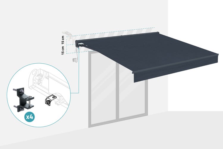 Store banne motorisé semi-coffre 3x2,5m - Toile premium Gris