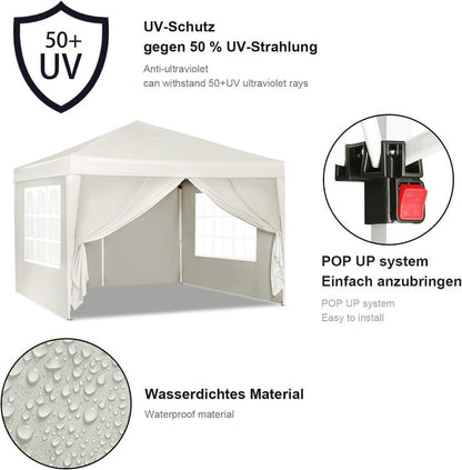 Tonnelle de Jardin 3x3m，Hauteur Réglable