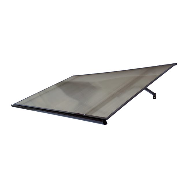 marquise et auvent de porte START marron, 160x100x30cm 6mm polycarbonate aluminium