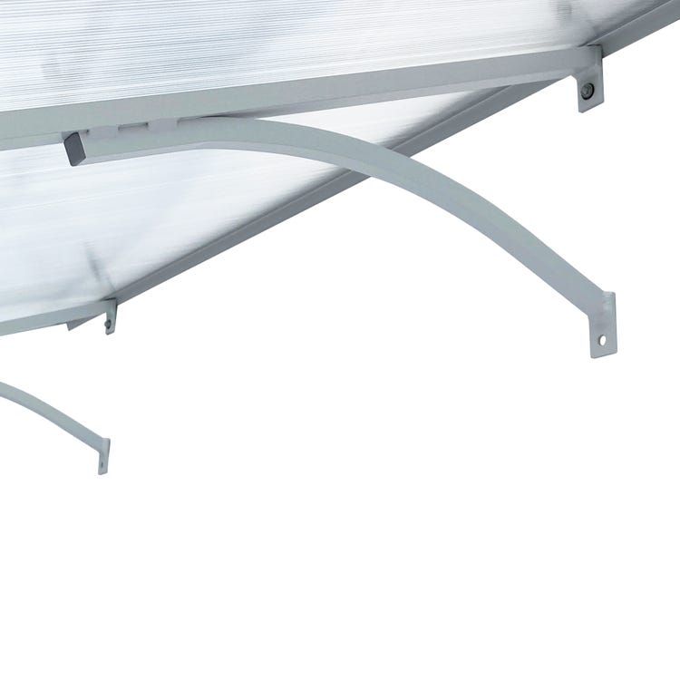marquise de porte d'entrée STARK gris ondulé, 160x100x30cm 6mm polycarbonate