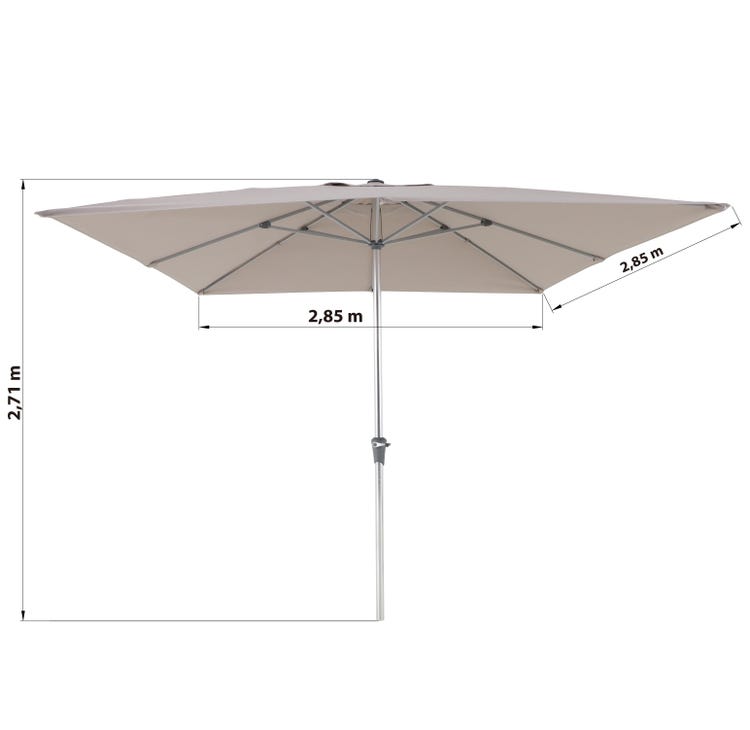 Parasol droit carré taupe L.285 x l.285 cm