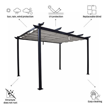 Pergola autoportante en aluminium/toile 400x282x254cm gris anthracite, 8.31 m²