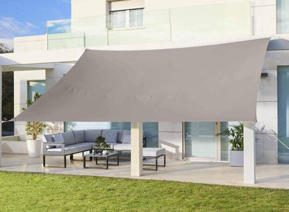 Voile d'ombrage polyester rectangulaire taupe L.400 x l.295 cm
