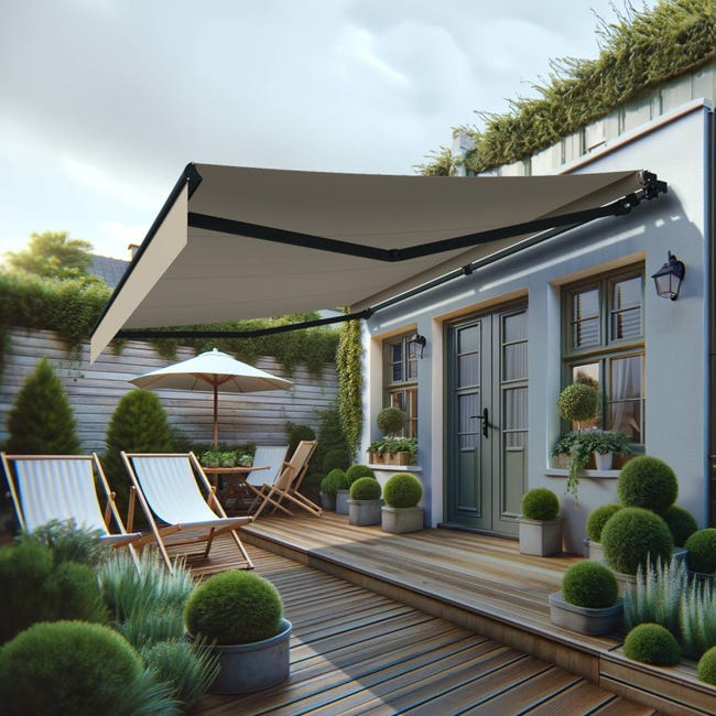 store banne avec manivelle - Toile premium Beige