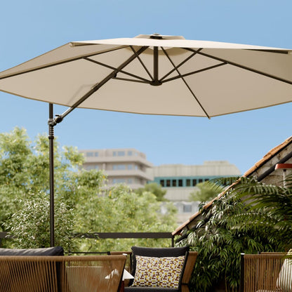 Parasol déporté rond taupe L.290 x l.290 cm