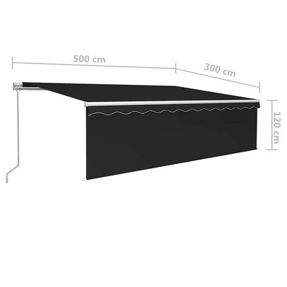 store banne manuel 5x3 m rétractable manuel avec  LED Anthracite