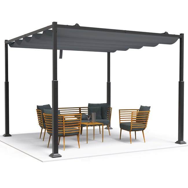 Pergola autoportante Beige en Acier 300x225cm 9.0 m²