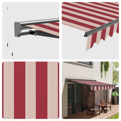 store banne coffre manuel 3x2,5m Rayures Grenat Polyester – Structure Semi-Coffre Aluminium Anthracite Plus - Toile Protection Solaire