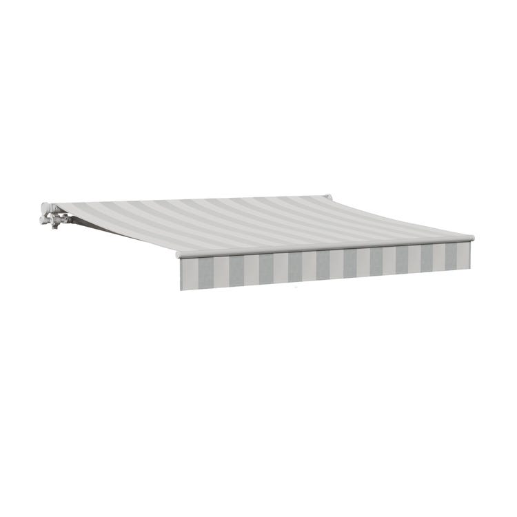 store banne 4x3 manuel, toile polyester blanc / gris