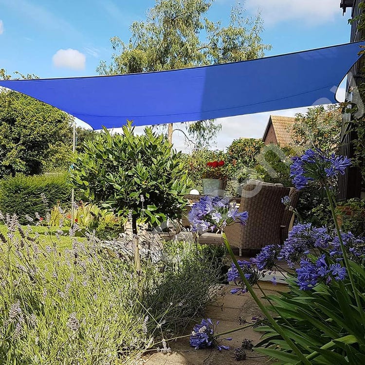 Voile d'ombrage polyester rectangulaire bleu L.400xl.295cm