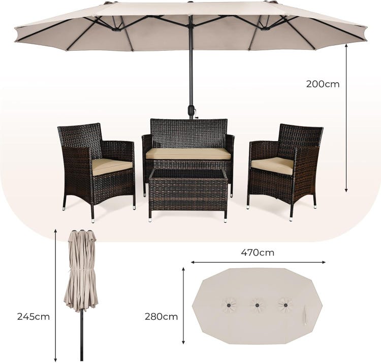 Parasol Double Face 4,7M Beige