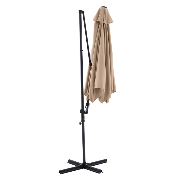 Parasol déporté rond taupe L.290 x l.290 cm