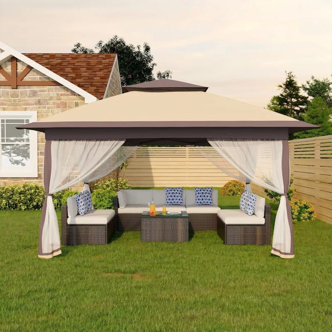 tonnelle de jardin portable 3x3M - réglable moustiquaire intégrée