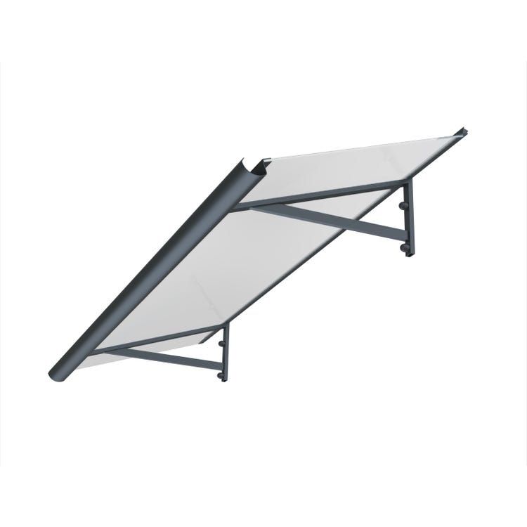 marquise pour maison ALU anthracite Loft 140x45, plaque acrylique claire.