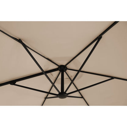 Parasol déporté rond taupe L.290 x l.290 cm