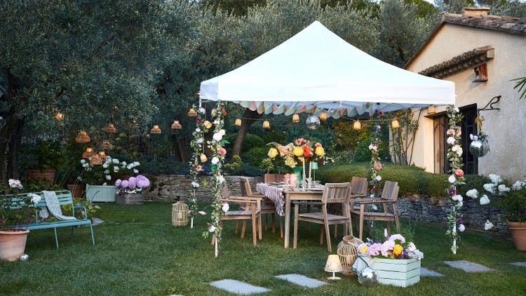 Tonnelle pliable acier blanc, 8.8 m²