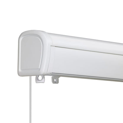 store banne motorisé 4x3 avec télécommande blanc, toile polyester taupe