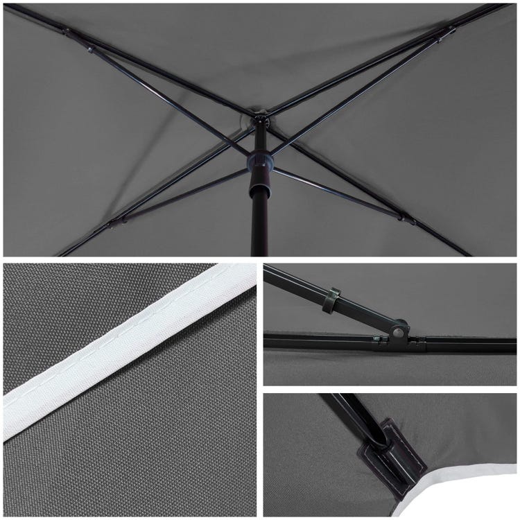 Parasol inclinable rectangulaire 2x1.25m avec housse de protection gris