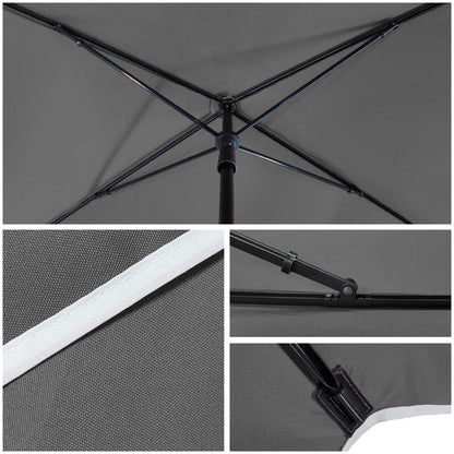 Parasol inclinable rectangulaire 2x1.25m avec housse de protection gris