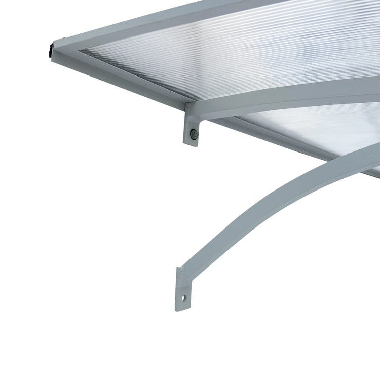 marquise de porte aluminium STARK gris, 160x100x25cm 6mm polycarbonate