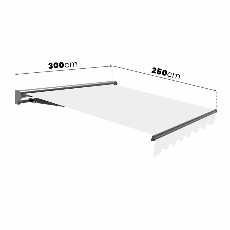 store banne coffre manuel 3x2,5m Rayures Grenat Polyester – Structure Semi-Coffre Aluminium Anthracite Plus - Toile Protection Solaire