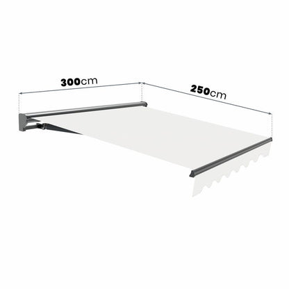 Store banne manuel 3x2,5m Sable Polyester – Structure Semi-Coffre en Aluminium - Toile Protection Solaire
